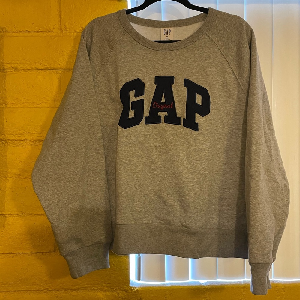 Gap Logo Cropped Crewneck Gray Size XXL